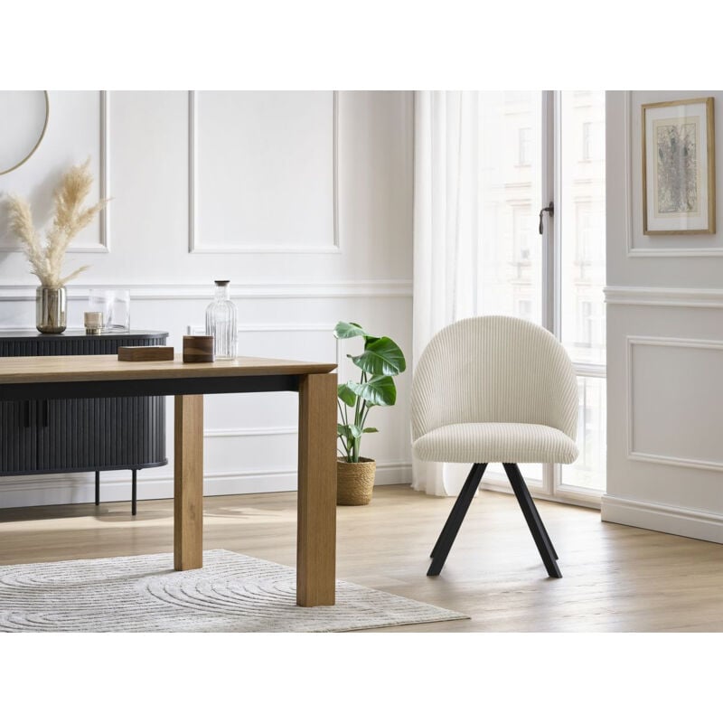 Bobochic - Chaise et fauteuil de table Lot de chaises lalie tissu velours côtelé et pieds étoile Beige et gris clair - Beige et gris clair