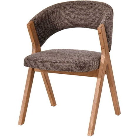 Lot de chaises salle à manger bois et tissu marron accoudoirs KYARA Casita
