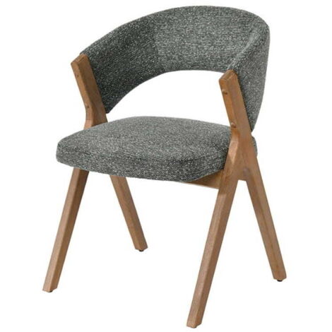 Lot de chaises salle à manger bois et tissu vert accoudoirs KYARA Casita