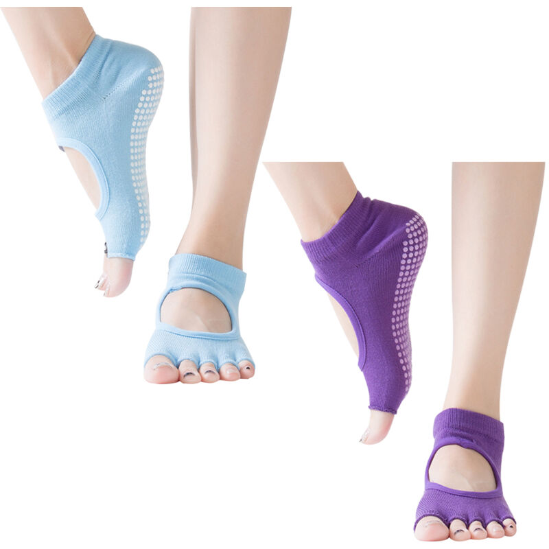 Lot de chaussettes antidérapantes à demi-orteils - Idéales pour Pilates, Barre, Yoga et Ballet.
