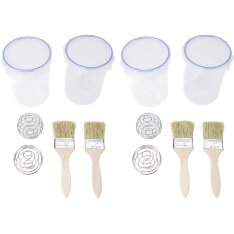 Lot de Contenants de Peinture 1000ml Transparent Airtight avec Balle de Mélange et Brosse pour Repeindre Paint Container Set