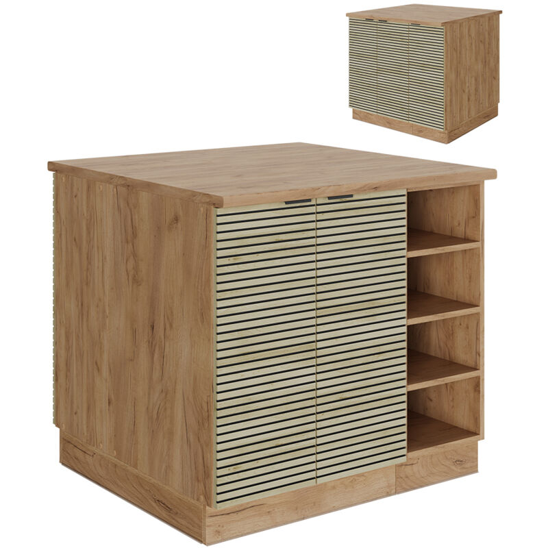 Vicco - lot de cuisine Fame-Line, Panneau en chêne, 90cm sans plan de travail