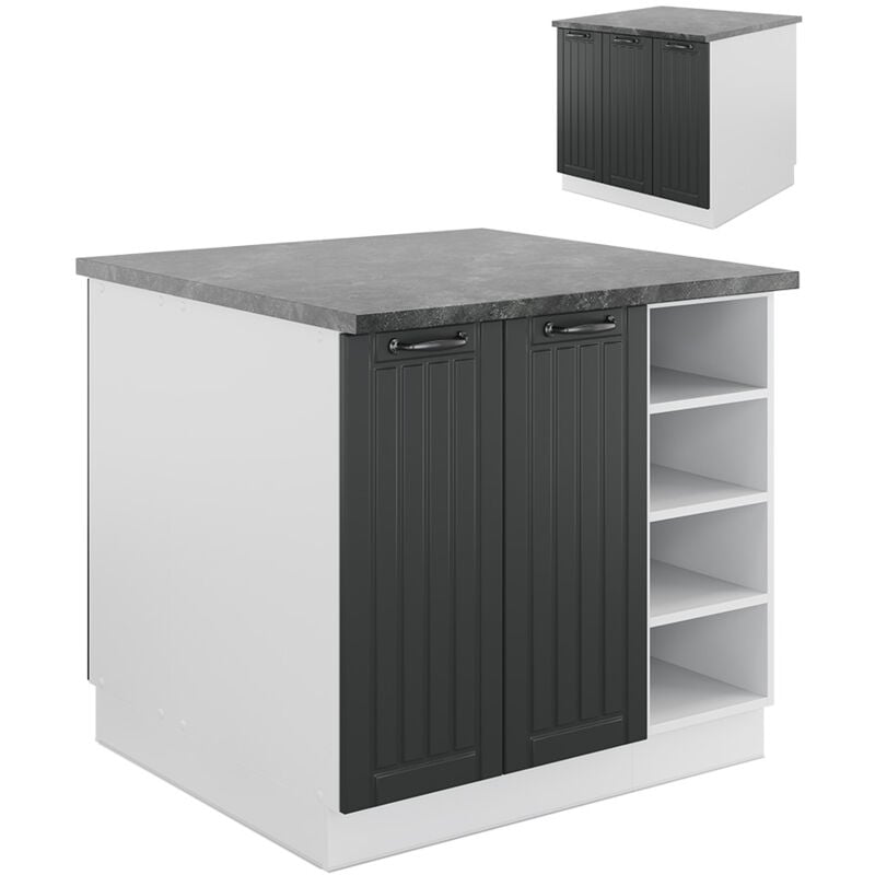 Lot de cuisine Fame-Line, Anthracite maison de campagne/blanc, 90 cm sans plan de travail Vicco
