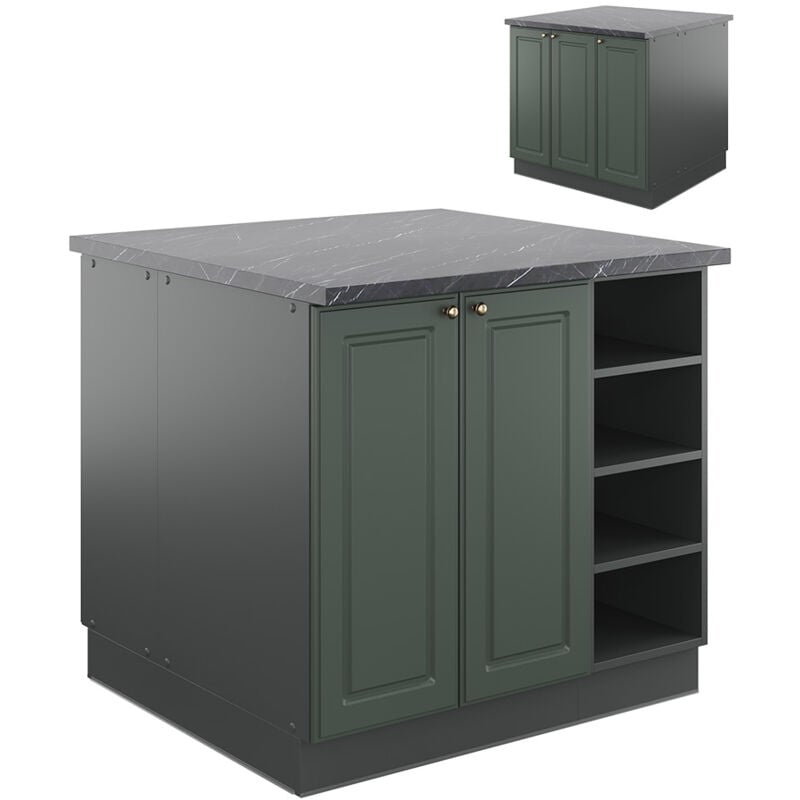 Vicco - lot de cuisine Fame-Line, Vert et or campagne/anthracite, 90 cm sans plan de travail