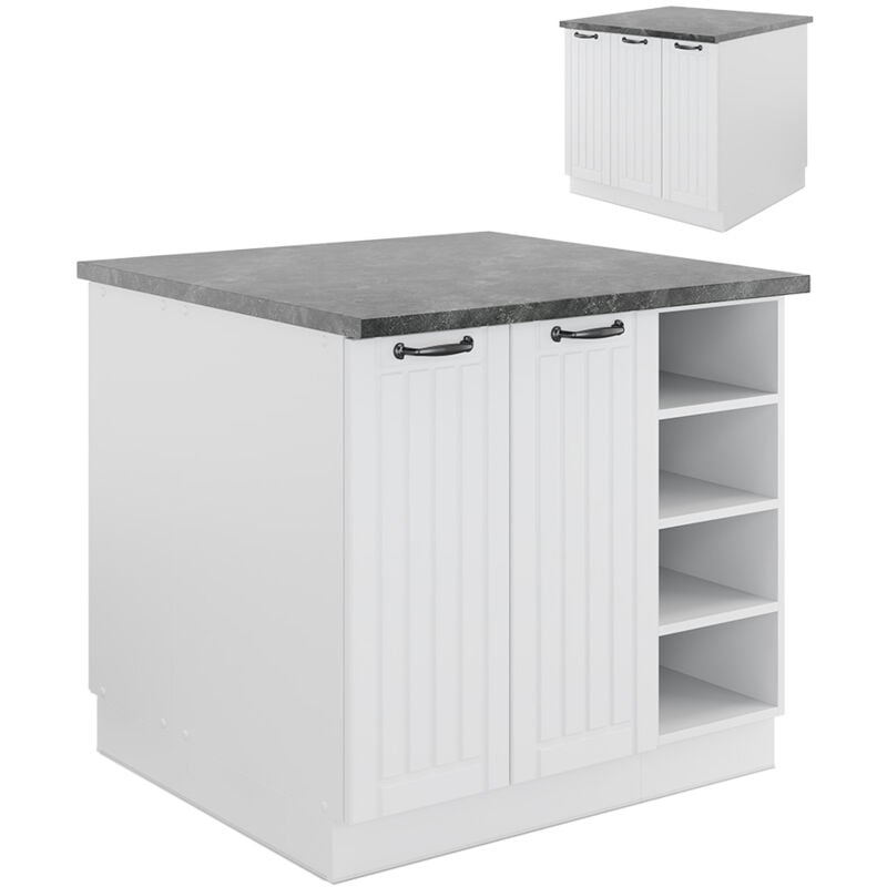 Lot de cuisine Fame-Line, Blanc campagne/blanc, 90 cm sans plan de travail Vicco