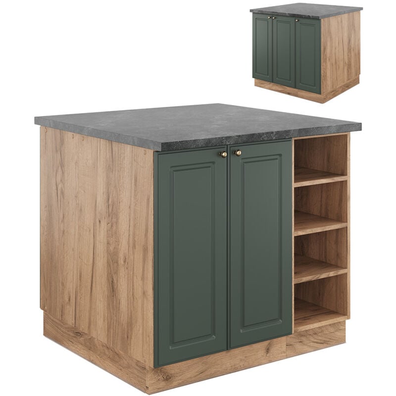 Vicco - lot de cuisine Fame-Line, Chêne vert et or/chêne doré, 90 cm sans plan de travail