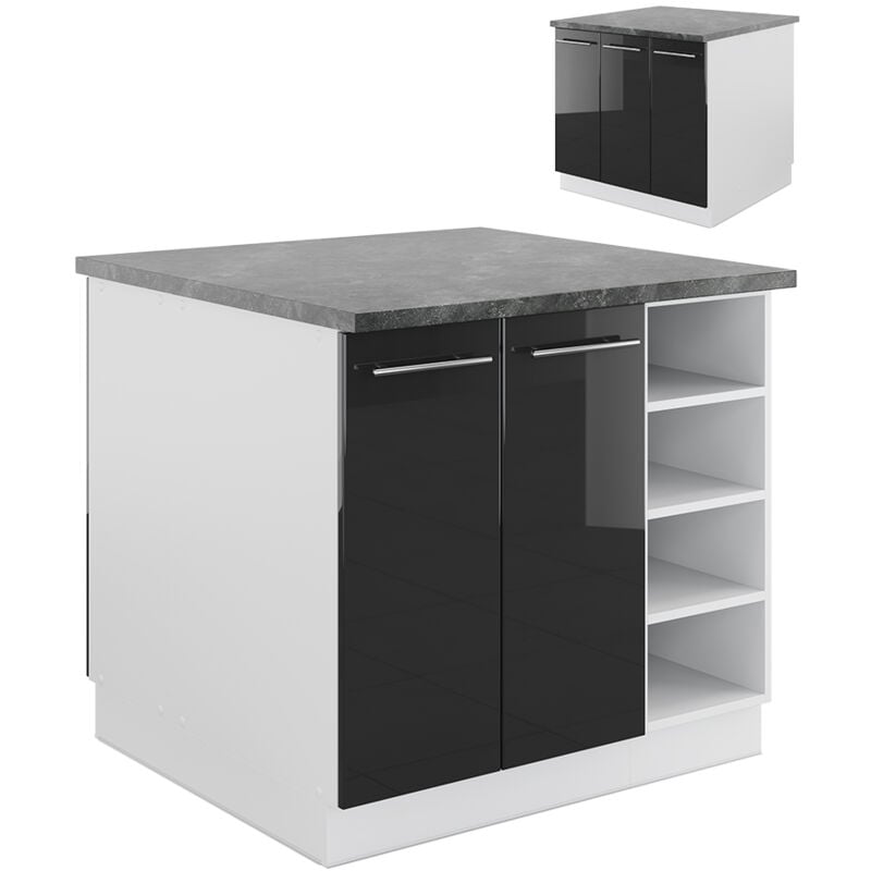 Lot de cuisine Fame-Line, Anthracite brillant/blanc, 90 cm sans plan de travail Vicco