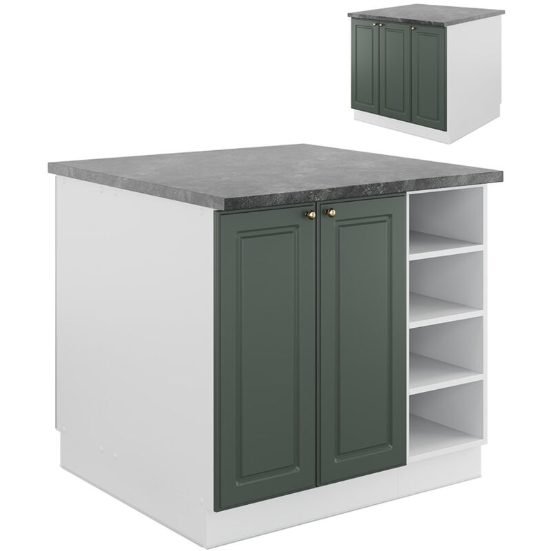 Vicco - lot de cuisine Fame-Line, Vert-Or Landhaus/Blanc, 90 cm sans plan de travail