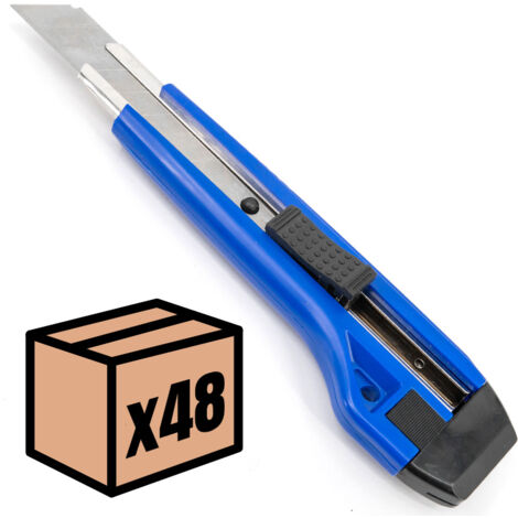Lot de cutters professionnels bleus Couteau utilitaire rétractable avec 100 lames 18mm Taille - Lot de 48