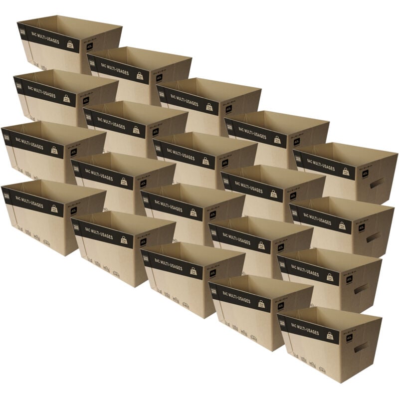 Lot de 20 caisses en carton - 53 x 30 x 26 cm - Transport, déménagement, stockage - Pack And Move