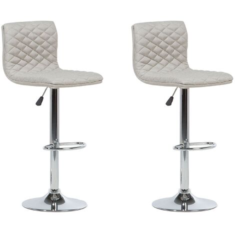 Lot de deux chaises de bar moderne avec assise en tissu beige