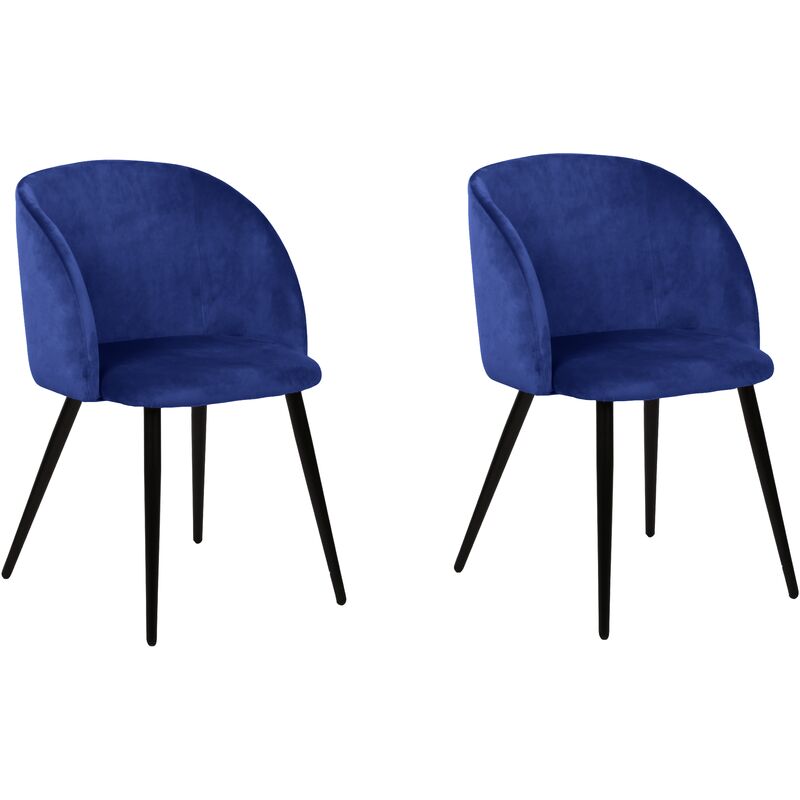 Lot de deux chaises de salle Ã manger de style vintage avec assise et dossier en velours bleu indigo, modÃ¨le Daroca.