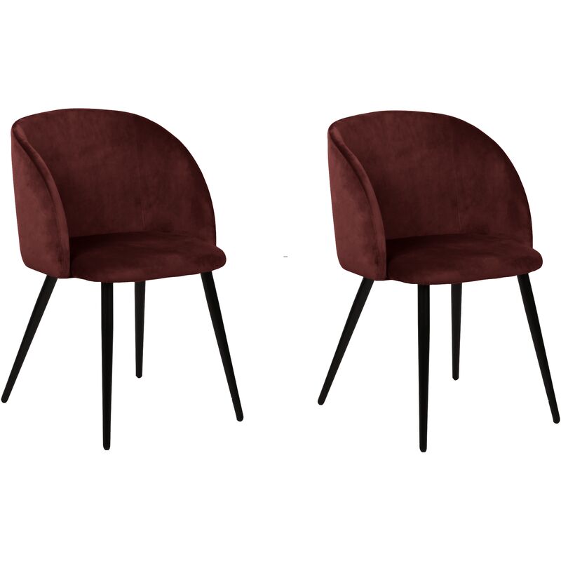 La Silla Española - Lot de deux chaises de salle à manger de style vintage avec assise et dossier en velours modèle Daroca en couleur marron.