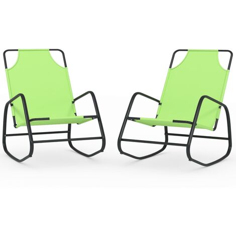 Lot de deux chaises longues à bascule vert acier et textilène