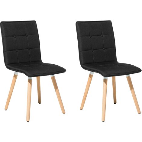 Lot De Deux Chaises Moderne De Salle A Manger Noir 84629