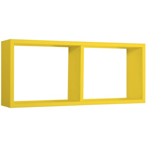 Lot de deux étagères murales rectangulaire moderne cube Morgane - Jaune