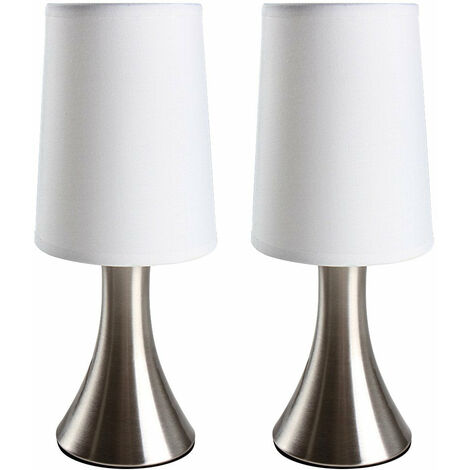Lot de deux lampes de chevet tactile 3 intensités éclairage chambre lampe de table abat-jour en tissu moderne lumière de lecture 29,5 cm