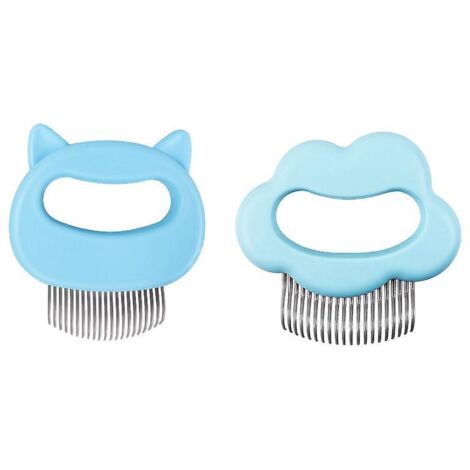 Lot de deux peignes de massage pour le toilettage des animaux et l'élimination des poils de chien (bleu)