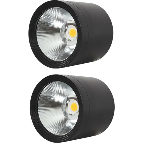 Lot de deux plafonniers extérieurs en aluminium noir, LED 18W, spots encastrés étanches modernes, adaptés aux patios et balcons, lumière neutre 4000K.