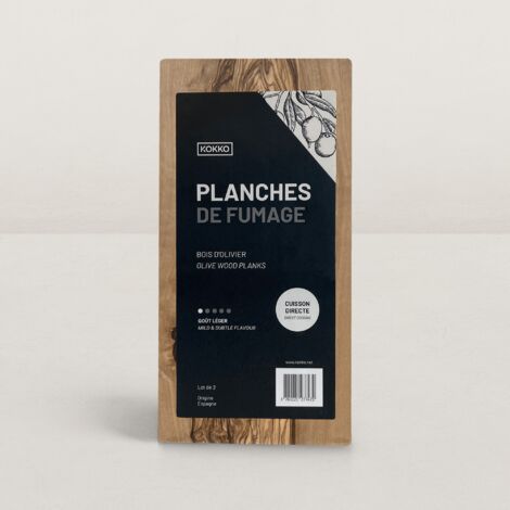 Lot de deux planches rectangulaires en bois d'olivier pour fumage