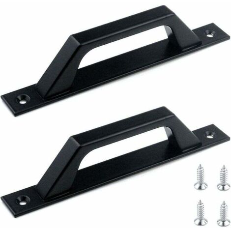 Lot de deux poignées de porte coulissante noires, 175 mm. Poignées pour portes, armoires, tiroirs, placards, meubles de cuisine ou chambres d'enfants.