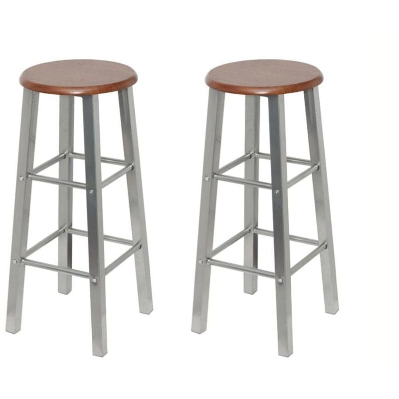 Helloshop26 - Lot de deux tabourets de bar design chaise siège métal avec siège en mdf