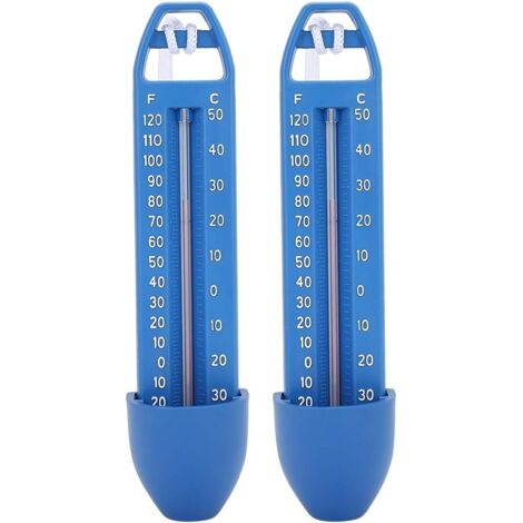Lot de deux thermomètres de piscine flottants avec cordon de suspension pour piscines et spas, outil de mesure de la température de l'eau en plastique étanche