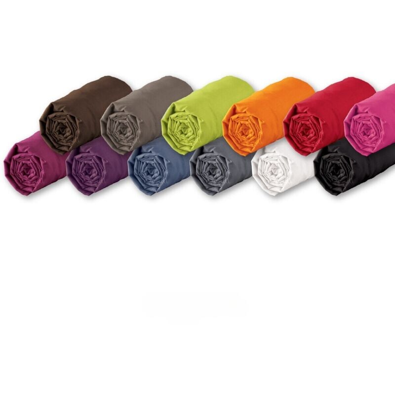 Lot de Draps Housse 100% Coton 57 Fils - Couleurs Aléatoires - 200x160cm - Lot de 4.