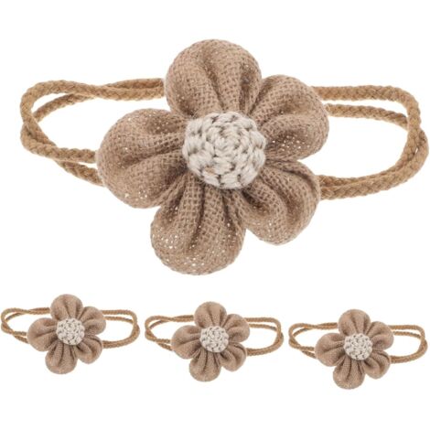 Lot de Embrasses Rideaux Fleurs Corde Et Toile Jute Rglables
