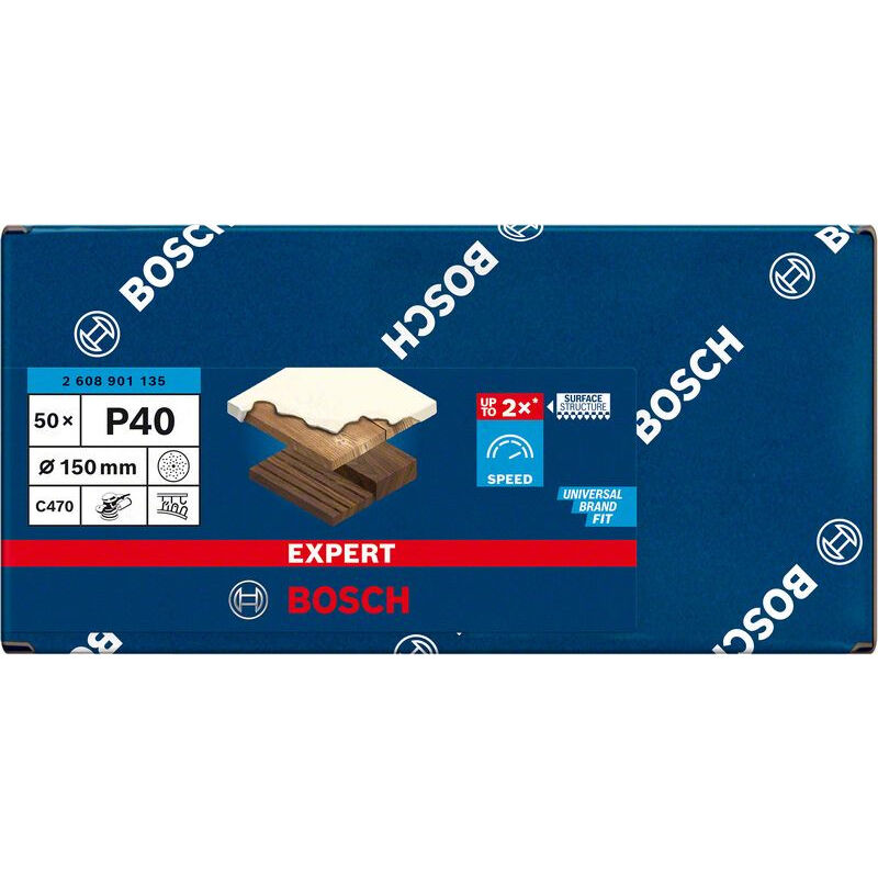 Expert C470 Papier de verre multi-trous pour ponceuse excentrique de 150 mm G 40 50 pièces BOSCH 2608901135