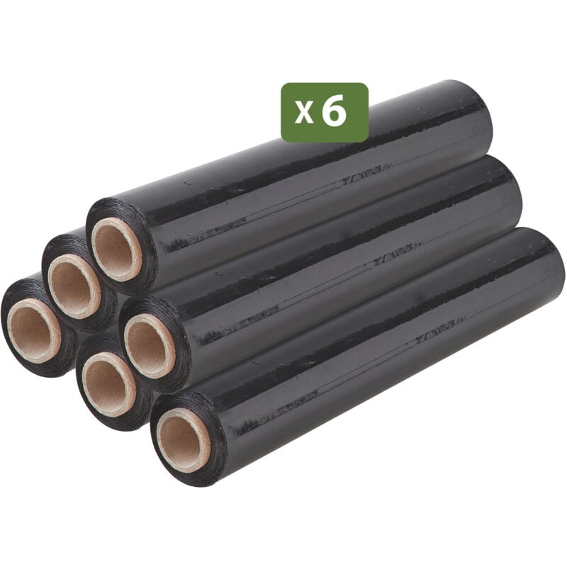 Lot 6 rouleaux film étirable - 300 m - Noir - Film déménagement Film emballage Film palette Film protection - Pack And Move