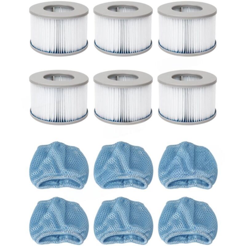 Lot de filtres pour spas gonflables mspa V2. Ø20.7cm –cartouches filtrantes de remplacement pour spa gonflable MSPA,6 filtres + 6 résille