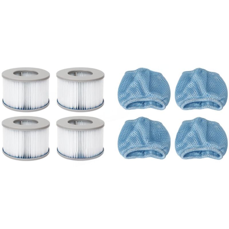 Lot de filtres pour spas gonflables mspa V2. Ø20.7cm –cartouches filtrantes de remplacement pour spa gonflable MSPA,4 filtres + 4 résille
