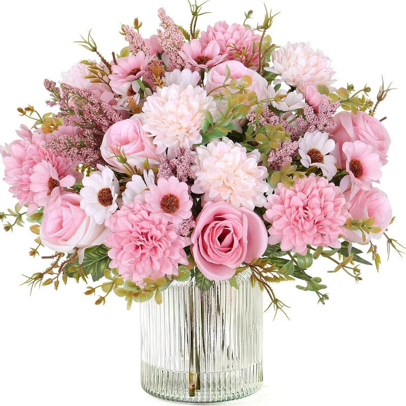 Lot de fleurs artificielles – Hortensia et rose réalistes pour mariage, table et décoration de maison,Rose