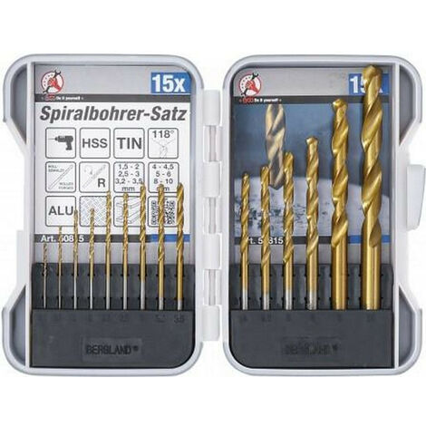Lot de forets helicoidaux hss traitement au nitrure de titane 1,5-10 mm 15 pcs