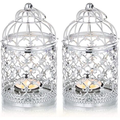 Lot de lanternes décoratives en métal pour cage à oiseaux, lanterne décorative en fer pour bougie de Noël, lanterne à suspendre, la