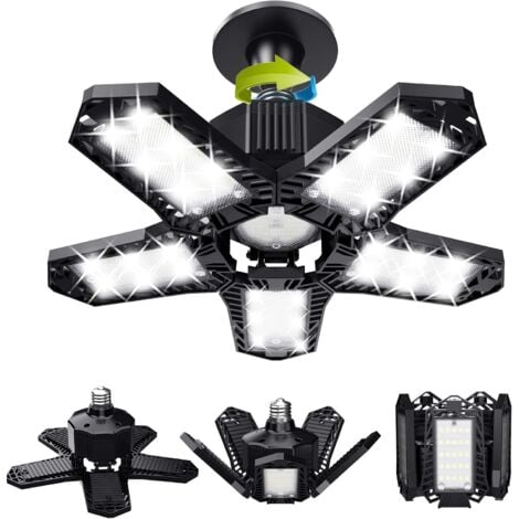 Lot de LED de garage - 120 W - 12000 lm - Lampe d'atelier - Plafonniers déformables - Panneaux E26/E27 -1 lampes