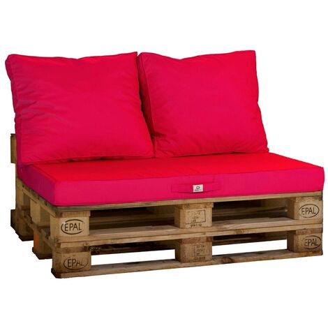 Lot de matelas pour palette déhoussable 120x80x10cm – Dossier Rouge Piment – Tissu polyester Oxford déperlant – Lavable à 30°