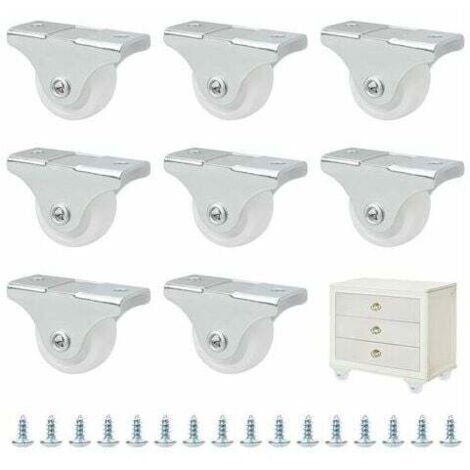 Lot de mini-roulettes de 25 mm en caoutchouc et plastique fixées dans un écrin pivotant en métal - Pour meubles, appareils électro-ménagers et équipements-Lot de 8