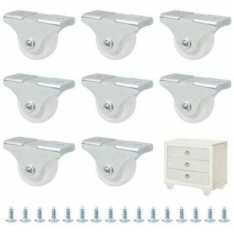 Lot de mini-roulettes de 25 mm en caoutchouc et plastique fixées dans un écrin pivotant en métal - Pour meubles, appareils électro-ménagers et équipements-Lot de 8