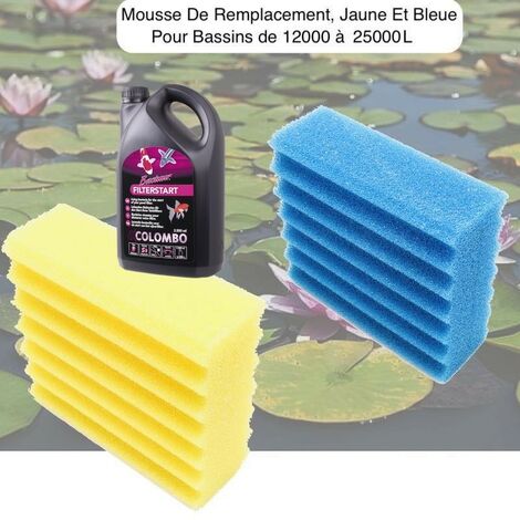 Lot De Mousses De Remplacement, + bactéries 1000ml 1 Mousse Jaune + 1 Mousse Bleue