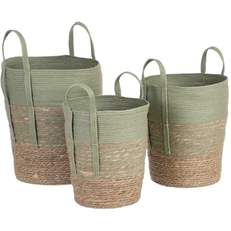 Lot de paniers 42 x 42 x 48 cm Menthe Fibre naturelle (3 Pièces)