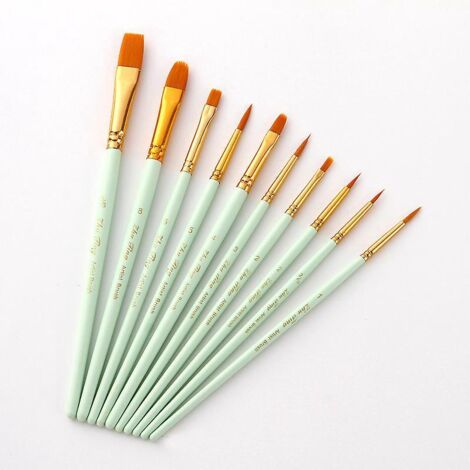 lot De Pinceaux, 10 Tailles Diffrentes, Pour Artistes, Adultes Et Enfants Vert Menthe