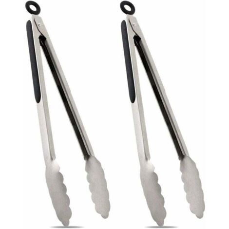 Lot de Pinces de Cuisine Professionnelles - Acier Inoxydable avec Embouts en Silicone antiadhésifs et résistants à 250°C - Ustensiles de Cuisine excellentes pour Cuisiner, Servir et Griller