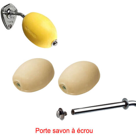 Lot de porte-savon chromé avec 3 recharges de savons rotatifs – Huiles 100% végétales – Fixation à clip ou vis/écrou – Provendi