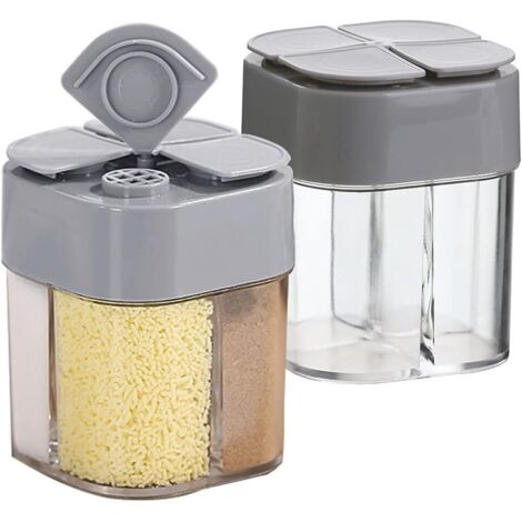 Lot de Pots à Épices Transparents,distributeur D'épices en Plastique 4 en 1 avec Couvercle pour le Stockage des Épices de Cuisine