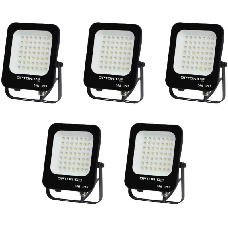 Lot de 5 Projecteurs led 30W Noir Étanche IP65 2700lm 160W Blanc Chaud 2700K