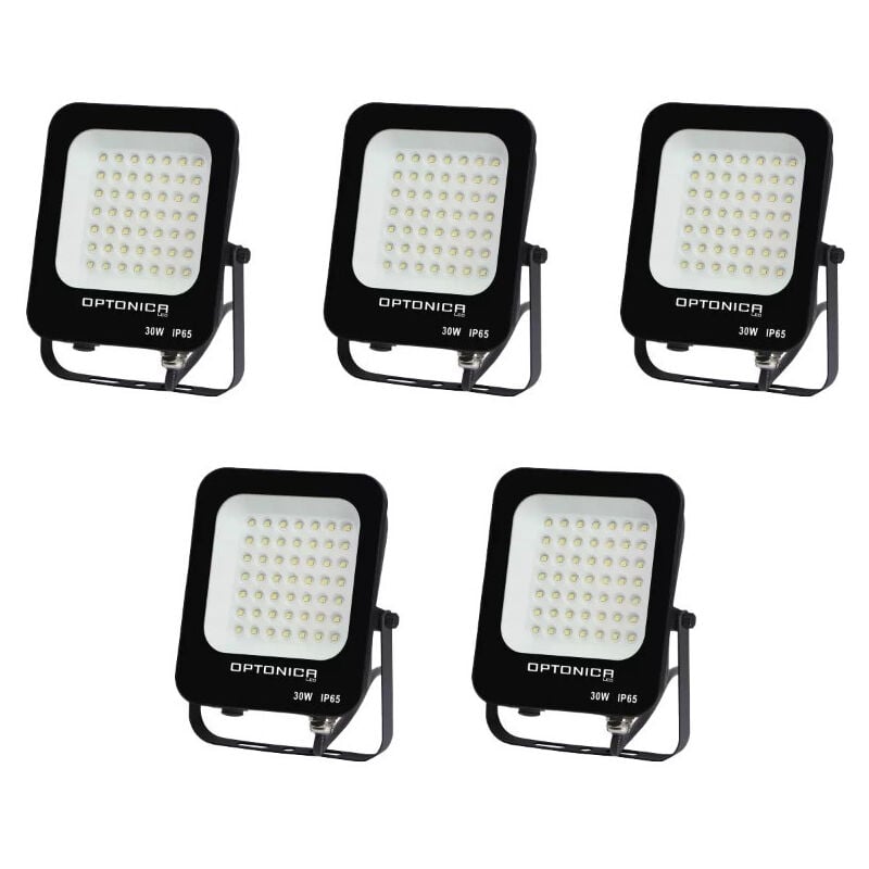 Lot de 5 Projecteurs led 30W Noir Étanche IP65 2700lm 160W Blanc Naturel 4500K