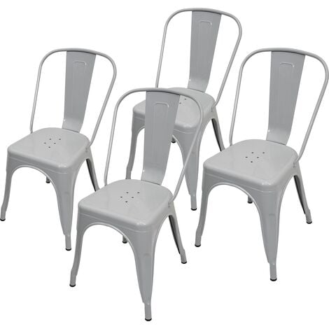 Lot de quatre chaises carrées avec dossier de couleur métallique