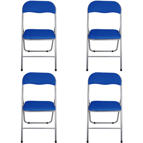 Lot de quatre chaises pliantes rembourrées bleues modèle Sevilla